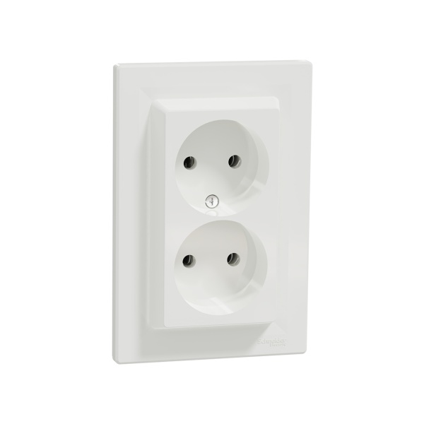 Розетка Schneider Electric двойная SE EPH9700121 Asfora без заземления в сборе вин.клеммы белая